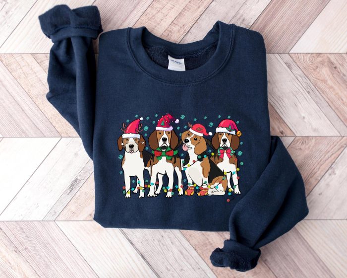 Beagle Christmas Dogs Sweatshirt Christmas Shirt Beagle Lover T-Shirt Dog Christmas Tees Holiday Tees Beagle Mom Shirt Dog Mom Shirt